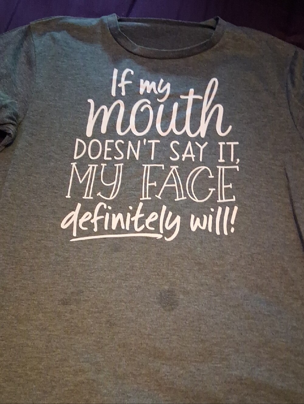 Graphic Tee "If My Mouth Doesn't Say It" - Gray with White Print
